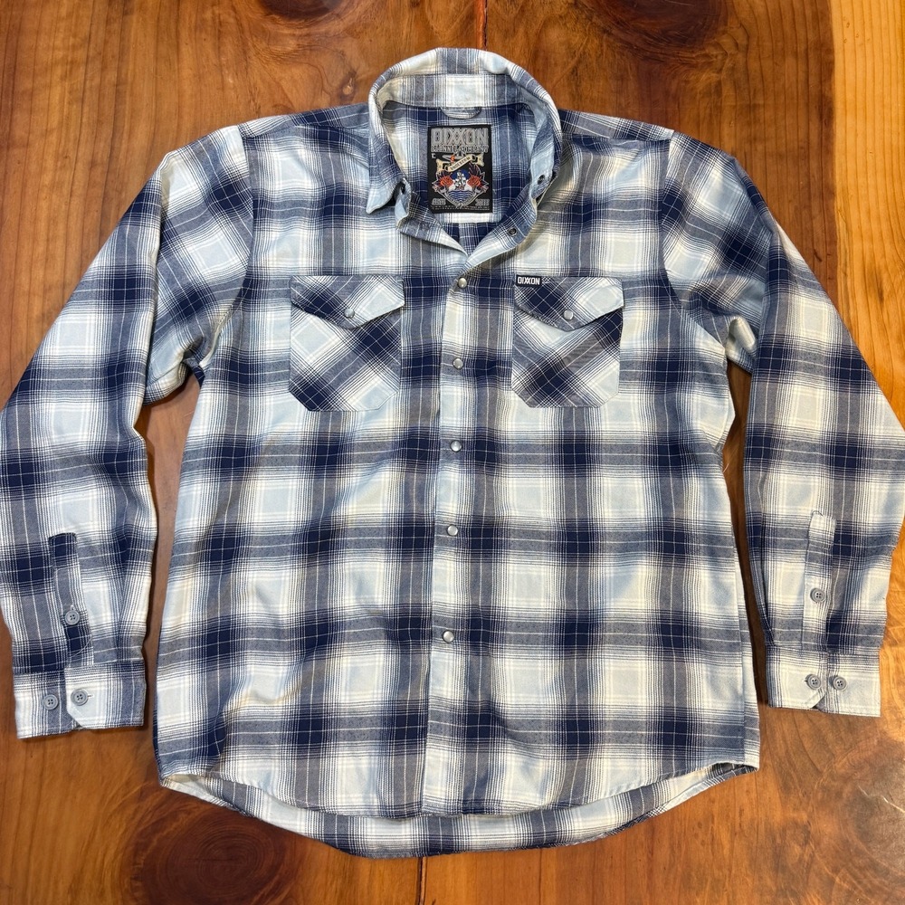 Dixxon Flannel Shirt Mens L Pearl Snap Flannel Polyester L/S Outdoor Plaid Q25